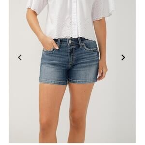 Silver Jeans Suki Mid Rise Super Stretch Indigo Wash Shorts Size 10